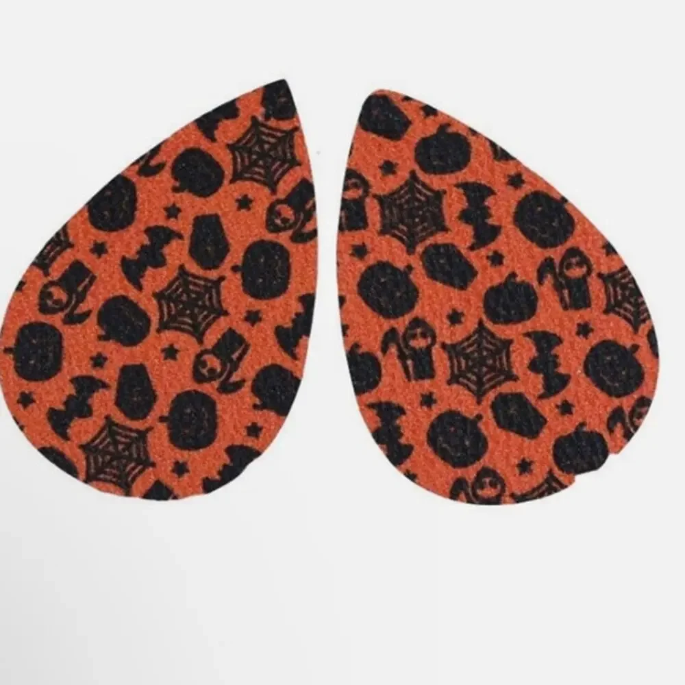 Spider Teardrop Leather Dangle Earring Halloween